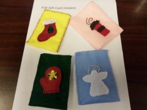Felt gift card holders in over 30 designs from Jewel Cousens ($2 each) 