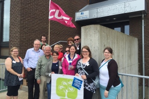 CUPE and NLLA members outside A.C. Hunter Public Library